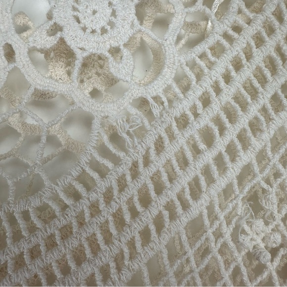 Solitaire Crochet Top Size Medium Cream Boho Western Beachy Hippie - Picture 9 of 12